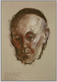 Drawing by Stanley Roseman, "Brother Abraham,� 1978, Tyniec Abbey, Poland, chalks on paper, Ashmolean Museum, Oxford. � Stanley Roseman.